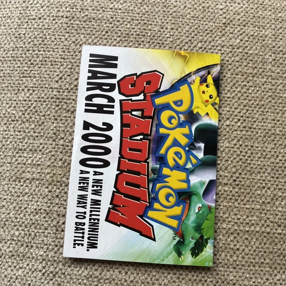 Pokemon Stadium N64 Red Blue Yellow Nintendo Gameboy Insert March 2000 Poster